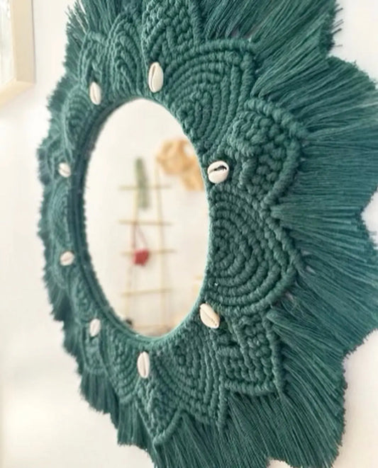 Miroir macramé et coquillages - Les ficelles de Chanel